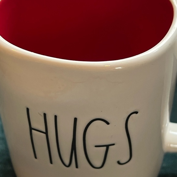 Rae Dunn Hugs Kisses Mug Double sided Coffee Mug Red Interior Valentine - Picture 6 of 6